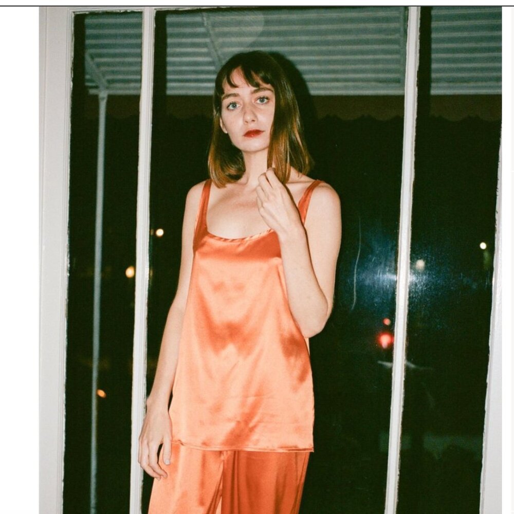 Baserange Togo Tank Ottomon Yellow Orange Sleep Silk Lounge Lingerie FALL Luxury